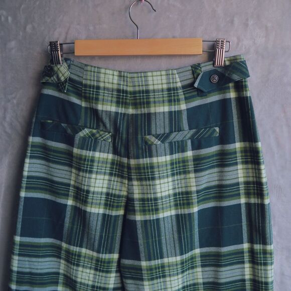 FREE PEOPLE NWT Acadia Green Combo Demi Plaid Pants Size 8 Cropped Wide Leg Punk - Picture 6 of 12